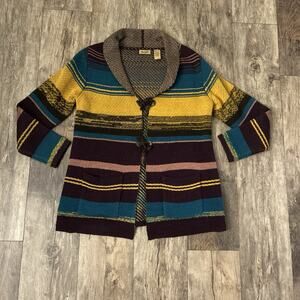 Wrangler Women’s Large Long Sleeve Southwestern Stripe Open Front Cardigan Boho